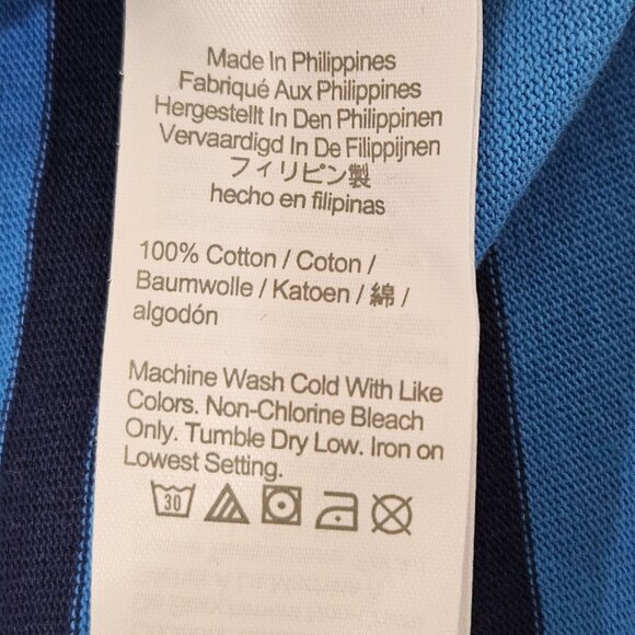 J.Crew Cropped Fit Blue & Navy Striped Cotton Top Size Large Preppy - Picture 6 of 9